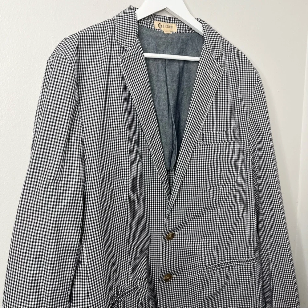 J. Crew Men’s Ludlow Blazer Jacket Black and White Gingham‎ Size Large